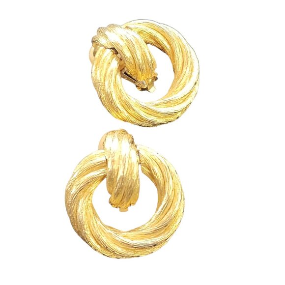 Vintage Designer Quality Twisted Hoop Clip Earrings (A4091) - Picture 2 of 6